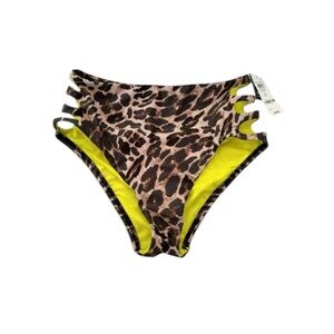 Bar III Women's Beach Cheetah Printed High Rise Bikini Bottoms Size S NWT